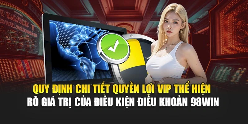 Quy định chi tiết quyền lợi VIP thể hiện rõ giá trị của điều kiện điều khoản 98WIN